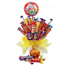 20 Chocolate bars bouquet with 1 Father's Day Mylar Balloon 20 Chocolate bars bouquet with 1 Father's Day Mylar Balloon